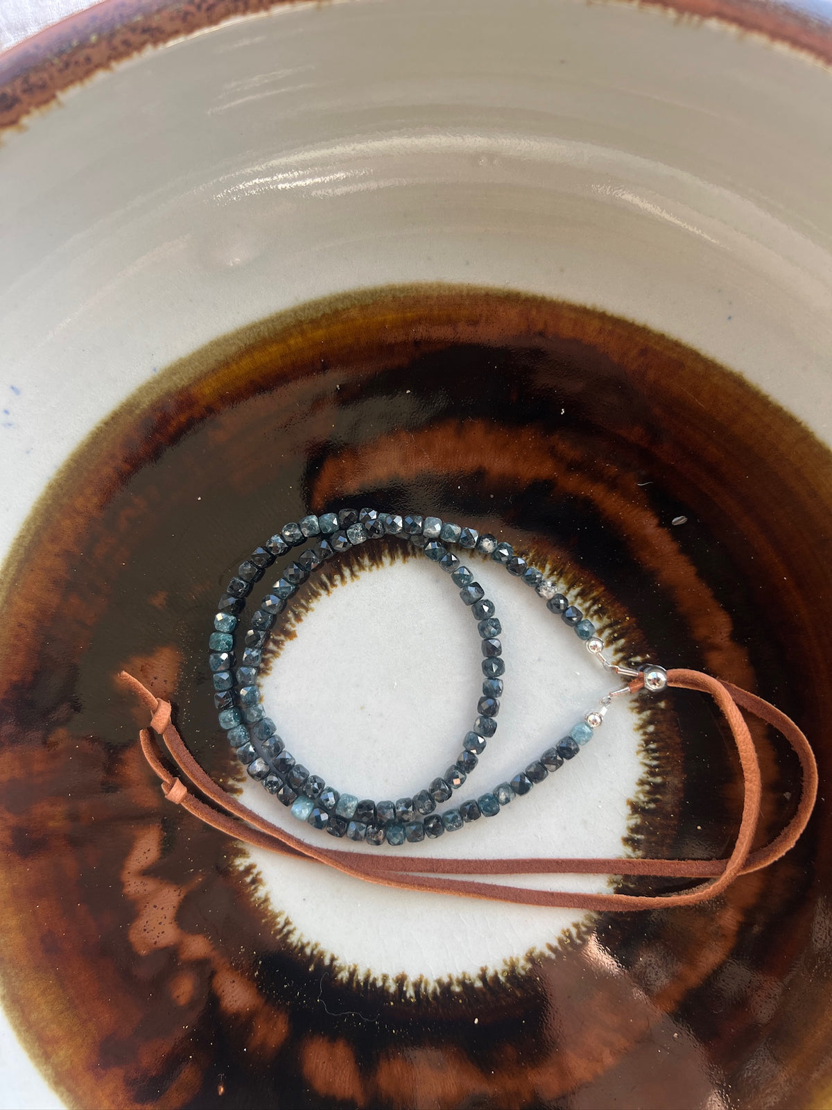 Blue Tourmaline beaded hatband
