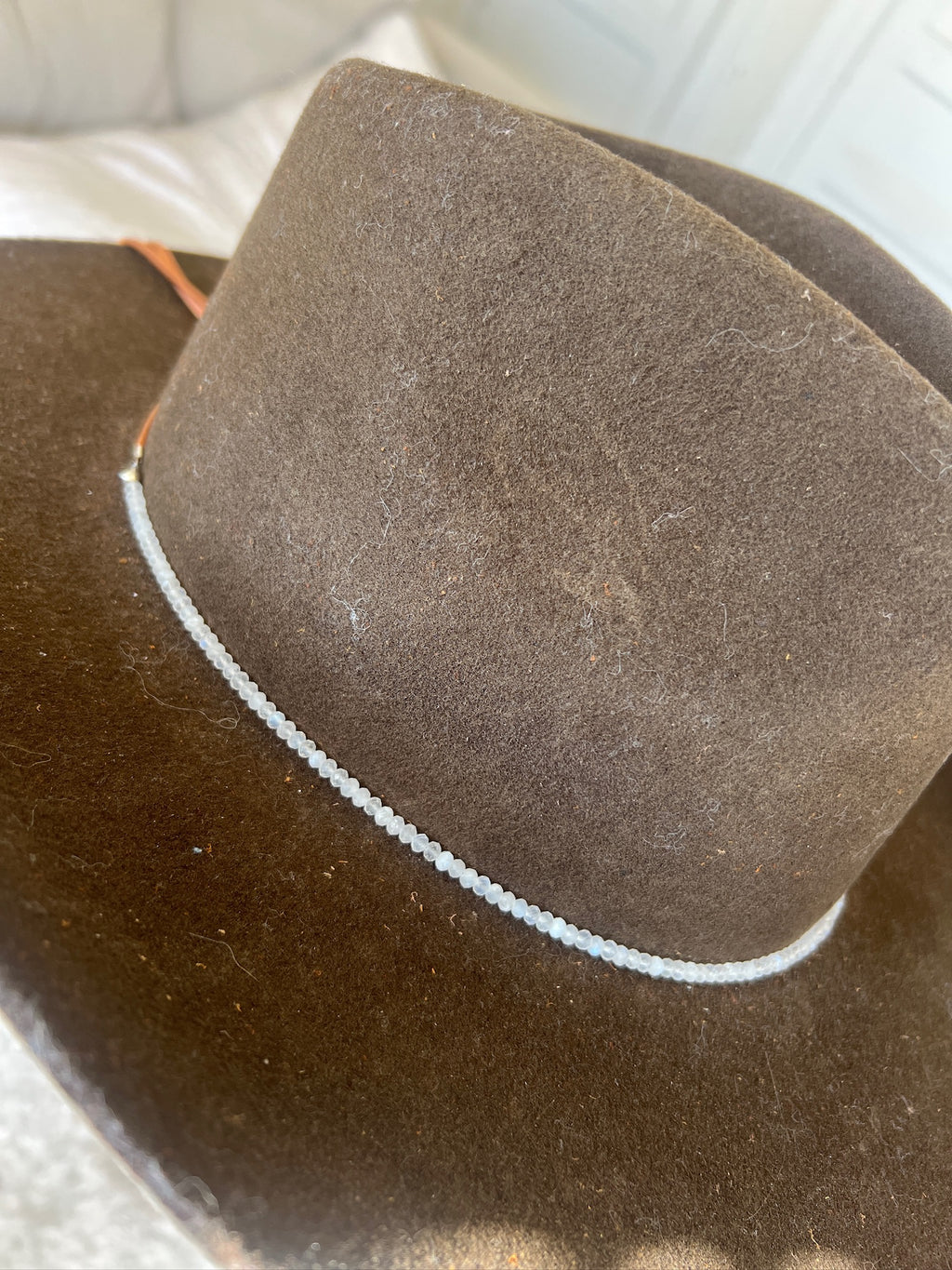 Small Rainbow Moonstone beaded hatband