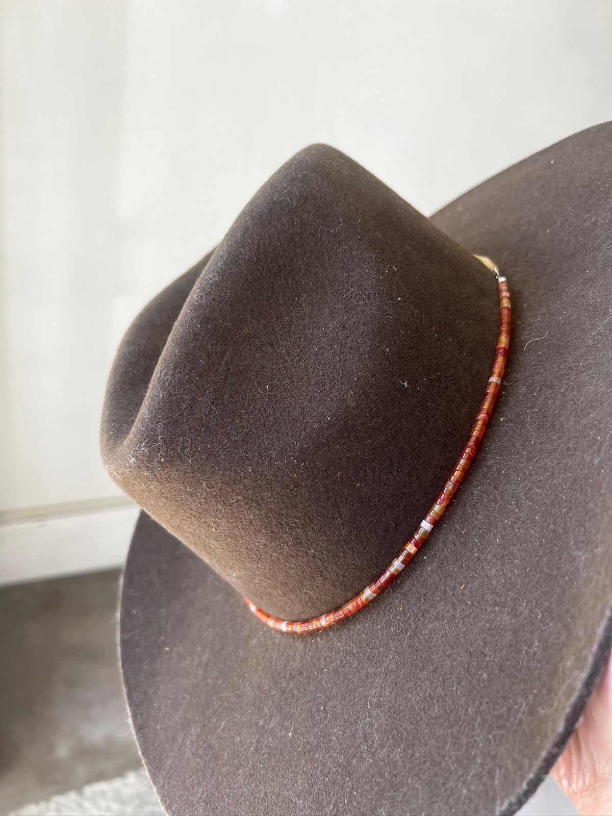 Red Carnelian beaded hatband