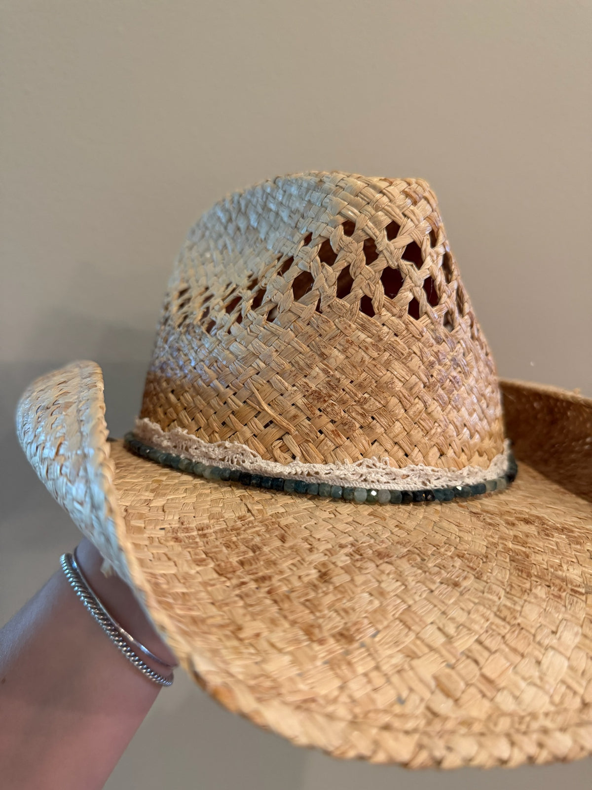 Turquoise beaded hatband